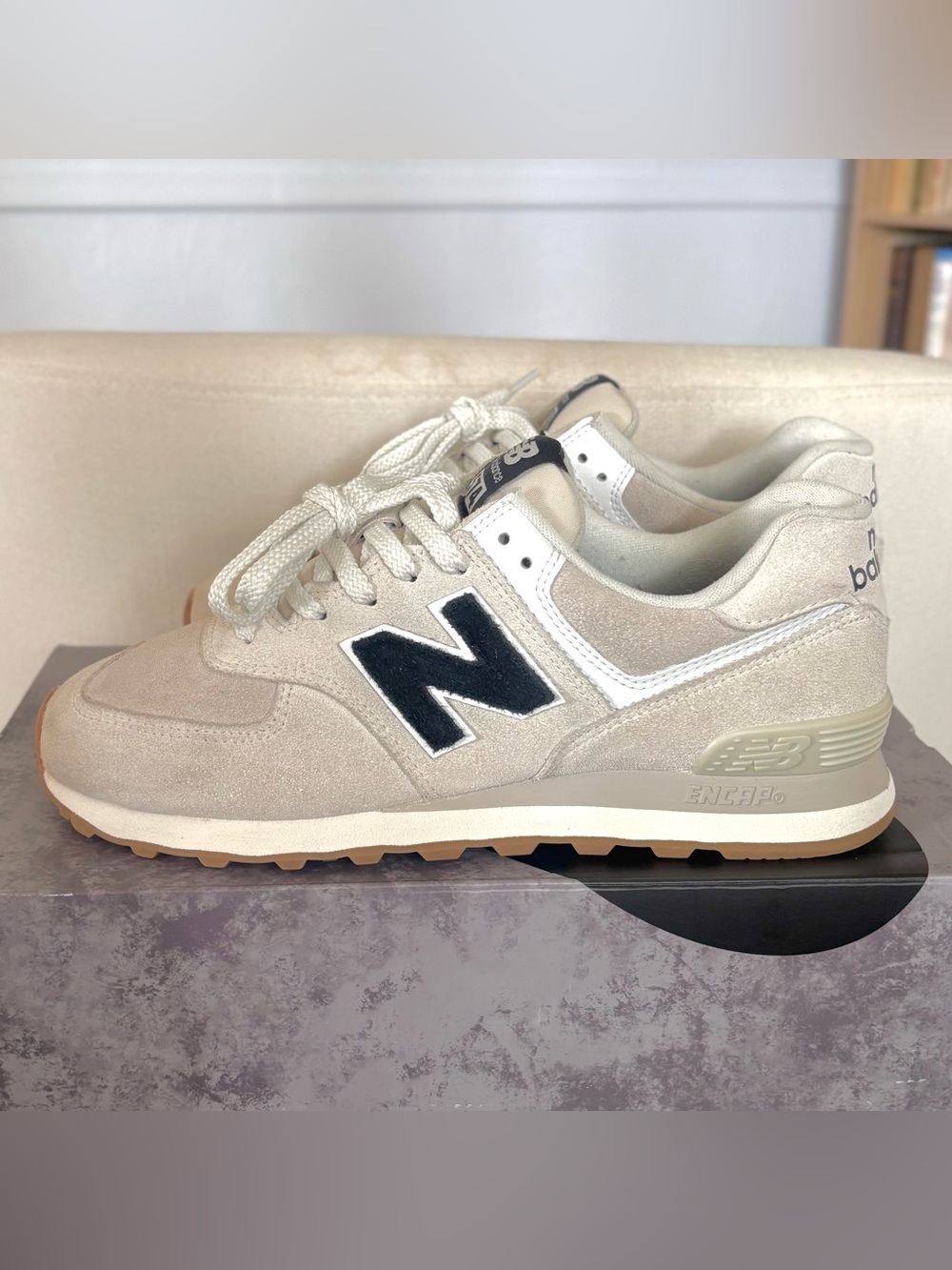 NEW BALANCE 574 Nimbus Cloud White Black Gum U574NWB Mens 9 Womens 10.5 Sneaker